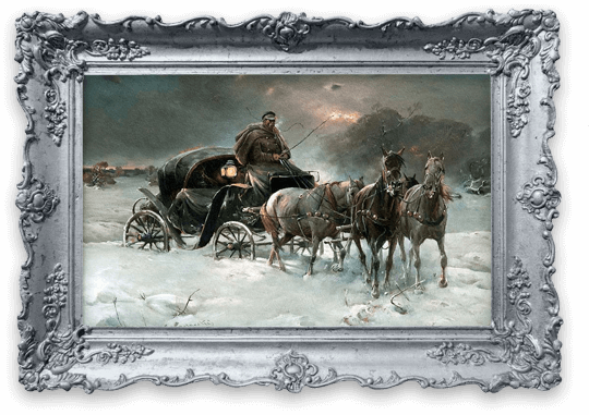 Reprodukcja obrazu “Podróżnik zimową nocą” - Alfred Wierusz Kowalski